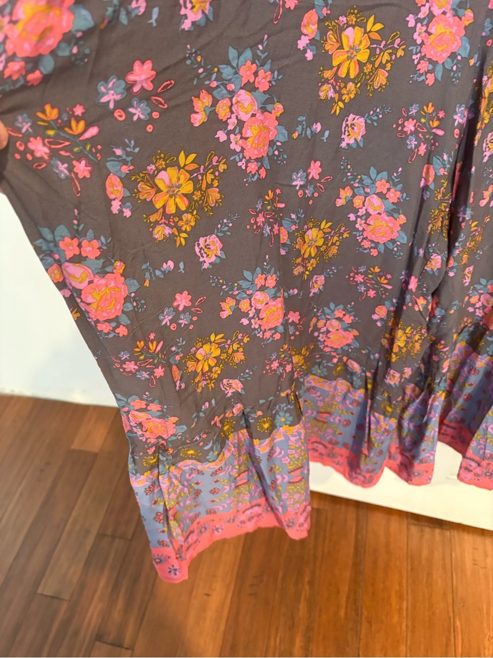 NATURAL LIFE Navy Floral Boho Maxi Jumpsuit with Pink & Mustard Accents - Picture 7 of 8